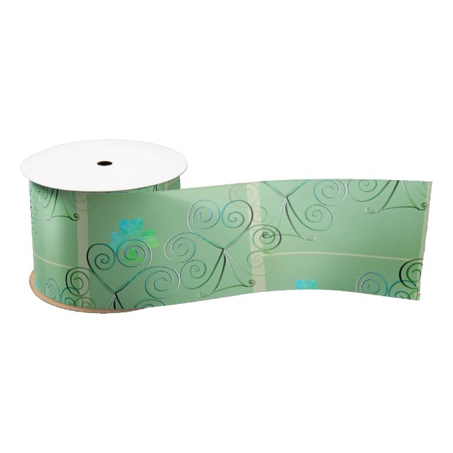Lazo De Raso  St Patrick's Day Shamrock Misty Green (Carrete)