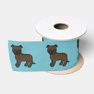 Lazo De Raso Staffordshire Bull Terrier atigrado en azul