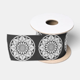 Lazo De Raso Star Mandala tejiendo blanco y negro