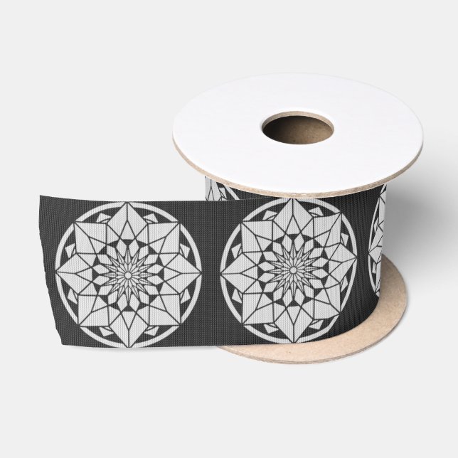 Lazo De Raso Star Mandala tejiendo blanco y negro (Carrete)