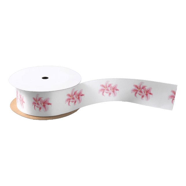 Lazo De Raso Stargazer Lilies Pattern (Carrete)