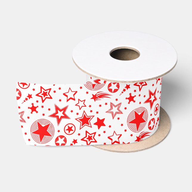 Lazo De Raso Stars Tattoos rojo + tus ideas (Carrete)