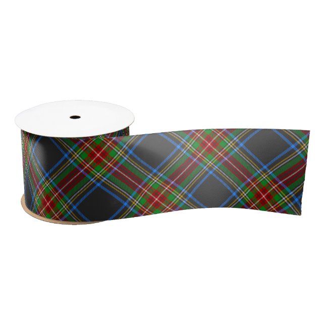 Lazo De Raso Stewart Stuart Black Clan Tartan Plaid (Carrete)