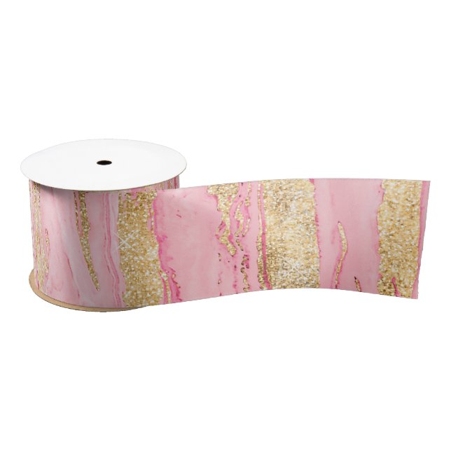Lazo De Raso Stylish Pink Gold Abstract Marble Liquid Paint (Carrete)