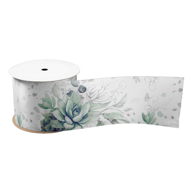 Lazo De Raso Suculentas plata elegantes botánicas (Carrete)