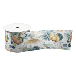 Lazo De Raso Suculentas Verde y Calabazas Doradas Fiesta de Oto