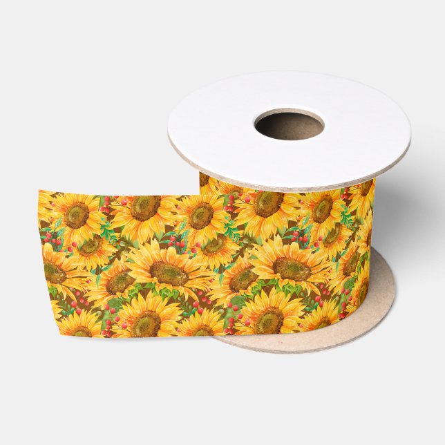 Lazo De Raso Summery Sunflowers Ribbon (Carrete)