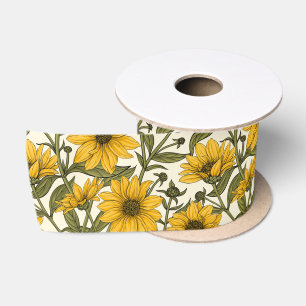 Lazo De Raso Sunroot, girasol salvaje en blanco roto