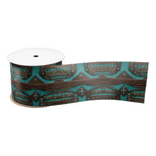 Lazo De Raso Sur Turquoise Brown Western Country Aztec