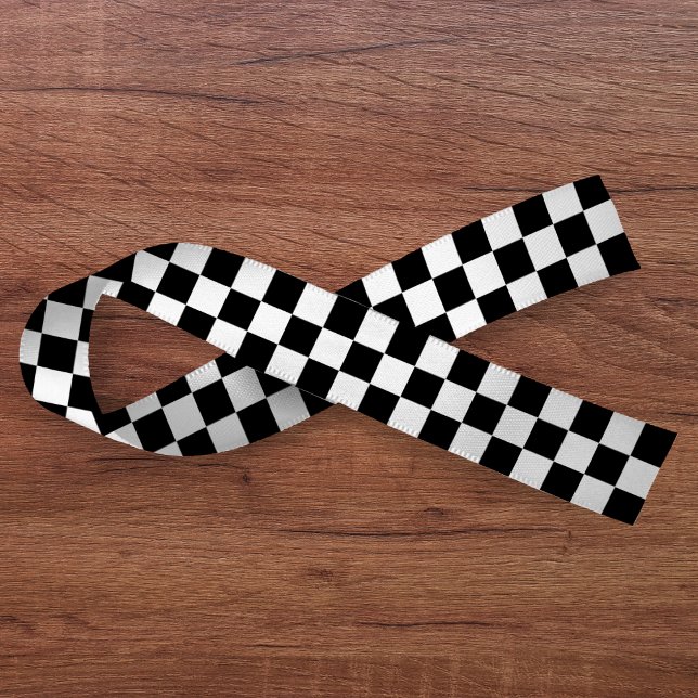 Lazo De Raso Tablero blanco y negro (Checkerboard White & Black Satin Ribbon
)