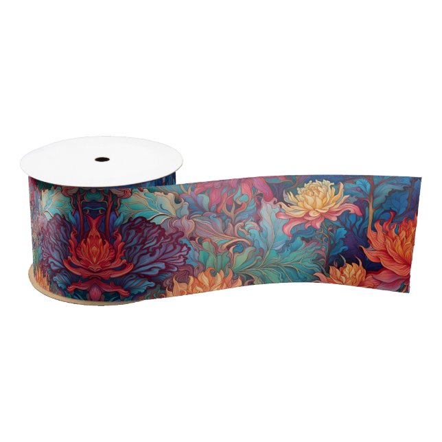 Lazo De Raso Tapiz floral de Dahlia (Carrete)
