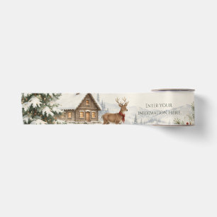 Lazo De Raso Tarjeta de Feliz Navidad con Diseño Clásico de Cob
