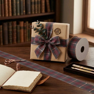Lazo De Raso Tartan de Cuadros Rojo Clásico y Gris