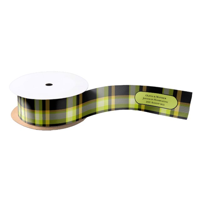 LAZO DE RASO TARTAN HANDFASTING RIBBON NOMBRES PERSONALIZADOS F (Carrete)