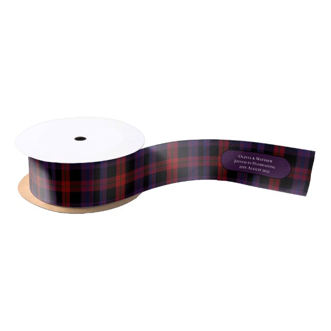 LAZO DE RASO TARTAN HANDFASTING RIBBON NOMBRES PERSONALIZADOS F (Carrete)