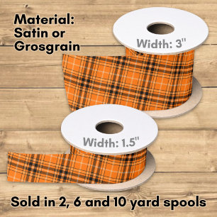 Lazo De Raso Tartan Naranja de Halloween