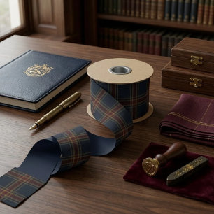Lazo De Raso Tartan Plaid Burgundy Heritage Lujo Estilo Antig