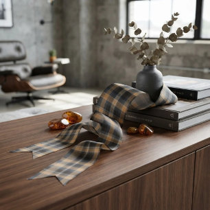 Lazo De Raso Tartan Plaid Moderno de ámbar ahumado