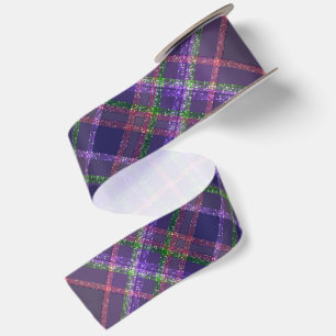 Lazo De Raso Tartan Plaids Destello Púrpura Día Especial