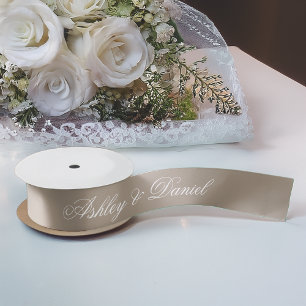 Lazo De Raso Taupe Neutrals Elegant Script Calligraphy Boda