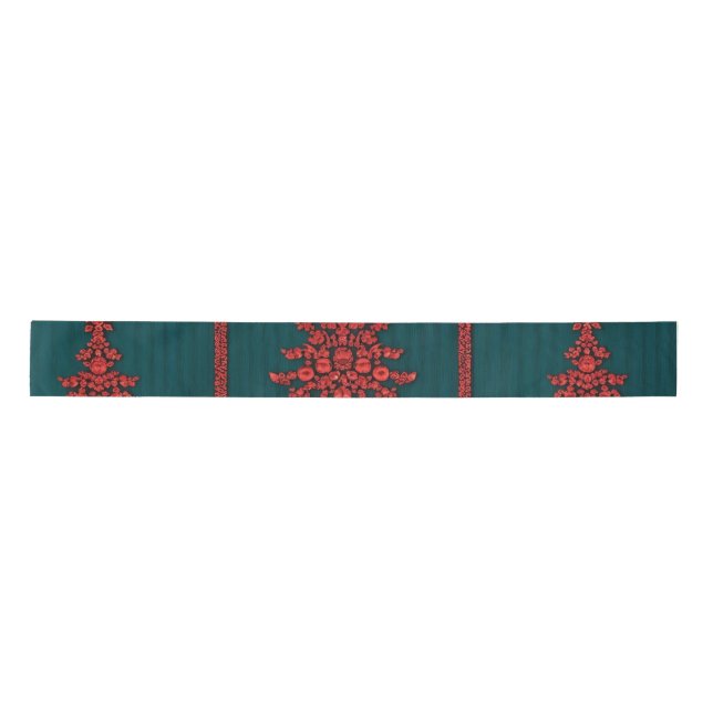 Lazo De Raso Teal and Red Crystal Christmas Trees (Anverso)