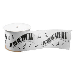 Lazo De Raso Teclado de piano blanco y negro