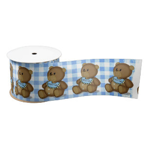 Lazo De Raso Teddy Bear con Bib en Gingham