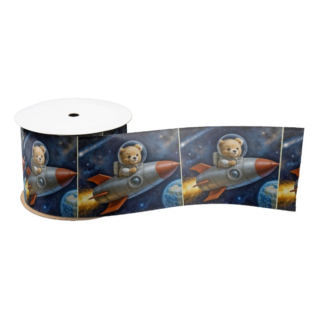 Lazo De Raso Teddy Bear Flying In a Rocket Ship (Carrete)