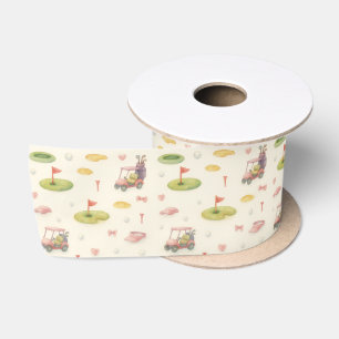 Lazo De Raso Tema del golf para Chica Baby Shower Pink Cart