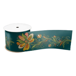 Lazo De Raso Tendrilos de Flor Poderosa Retro Borde 1