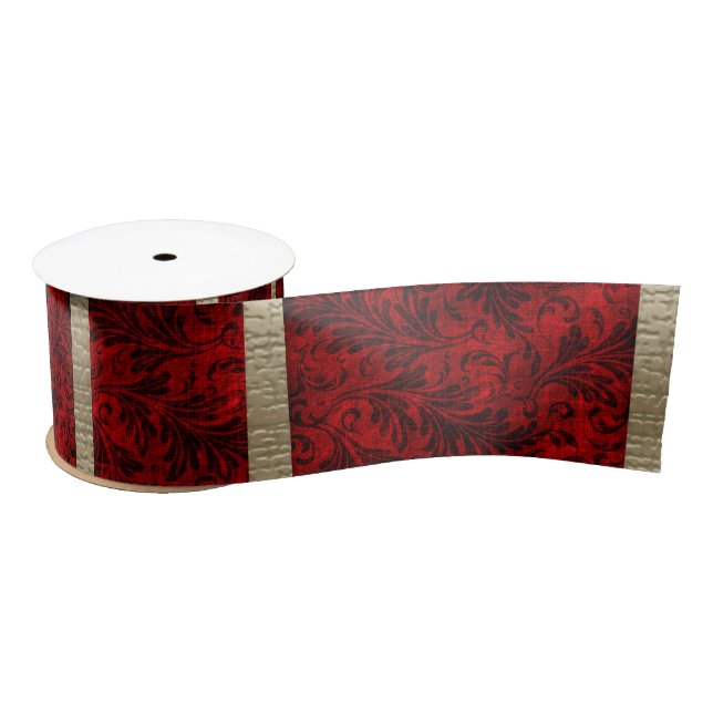 Lazo De Raso Terciopelo rojo y cinta dorada (Carrete)