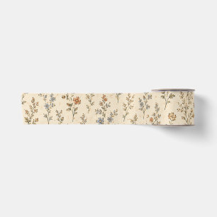 Lazo De Raso Terracota Floral Ditsy Azul Polvoriento