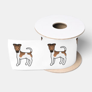 Lazo De Raso Terrier Fox Liso Blanco y Marón Perro de Dibujos A