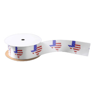 Lazo De Raso Texas Shaped American Flag Patriotic Texan