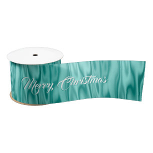 Lazo De Raso Texto   Elegantes Navidades Aqua Faux Satin Graphi