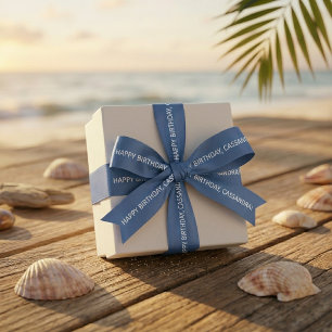 Lazo De Raso Texto personalizado en azul crepuscular sin serifa