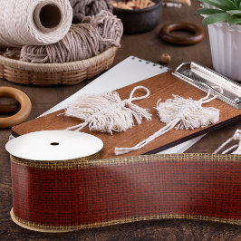 Lazo De Raso Textura de Burlap Realista Simple Rústico Oro y Ro