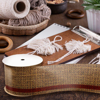 Lazo De Raso Textura de Burlap Realista Simple Rústico Oro y Ro