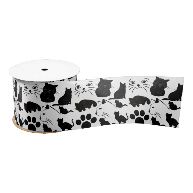 LAZO DE RASO THE BLACK CATS PATTERNS      (Carrete)