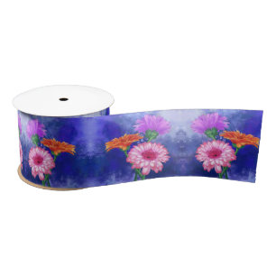 Lazo De Raso Three Color Gerberas Ribbon Painting