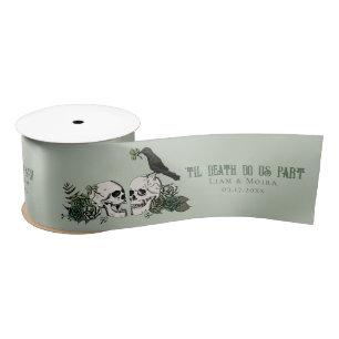 Lazo De Raso Til Death Día de San Patricio Floral Cráneo Gótico
