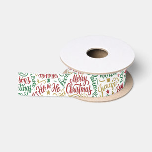 Lazo De Raso Tipografía alegre de Navidad y alegría brillante