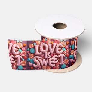 Lazo De Raso Tipografía de boda de San Valentín Amor Es Dulce