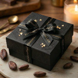 Lazo De Raso Tipografía de Chocolate Negro Dorado Elegante