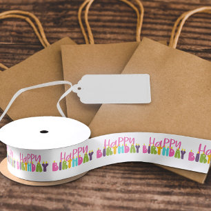 Lazo De Raso Tipografía de vela colorida de feliz cumpleaños