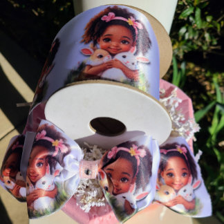 Lazo De Raso Toddler afroamericano con conejos de Pascua