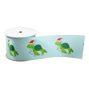 Lazo De Raso Tortuga marina con Santa Hat 3"