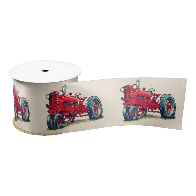 Lazo De Raso Tractor agrícola rojo retro (Carrete)