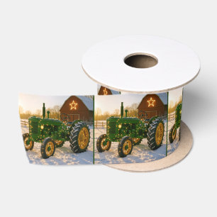 Lazo De Raso Tractor verde de Navidad con luces brillantes