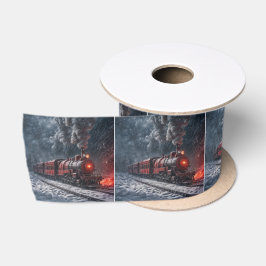 Lazo De Raso Tren de Nieve Roja Vintage